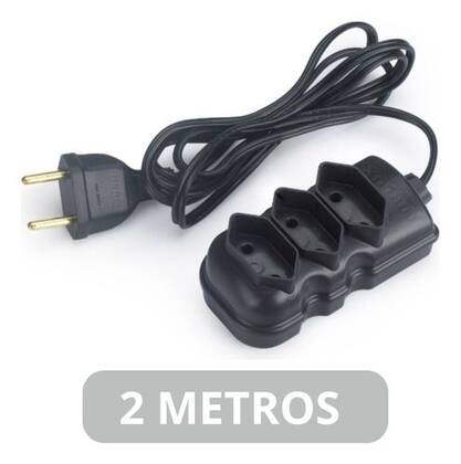 Imagem de Extensão Elétrica Tomada 2 Metros Compact Bipolar Preta