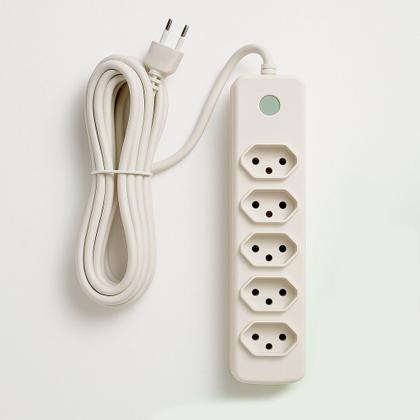 Imagem de Extensão Elétrica Tripolar 5 Tomadas Bivolt Cabo 3 Metros Resistente