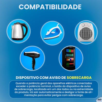 Imagem de Extensão Elétrica Tripolar 5 Tomadas Bivolt Cabo 3 Metros Resistente