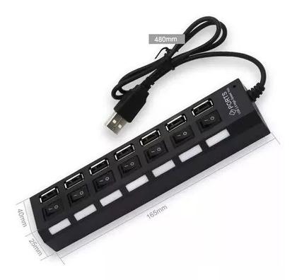 Imagem de Extensão Hub Régua Usb 2.0 - 7 Portas Pc Hd Externo Pendrive