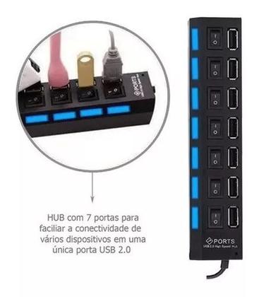 Imagem de Extensão Hub Régua Usb 2.0 - 7 Portas Pc Hd Externo Pendrive