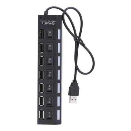 Imagem de Extensão Hub Régua Usb 2.0 - 7 Portas Pc Hd Externo Pendrive Impressora Switch Extensor On/Off Led I