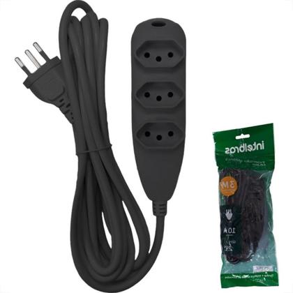Imagem de Extensao Intelbras 3 Tomadas 2Polos + Terra 10A. Preta 3M. - 4830148