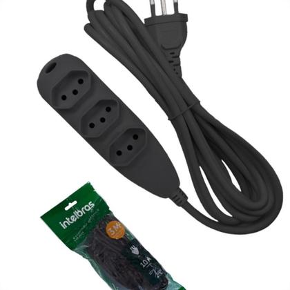 Imagem de Extensao Intelbras 3 Tomadas 2Polos + Terra 10A. Preta 3M. - 4830148
