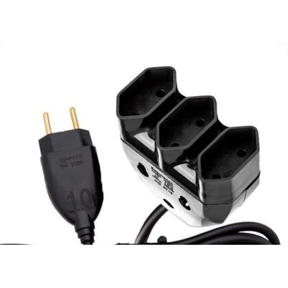 Imagem de Extensao Interneed Tripla Axial 2 Polos Preta 3,0M 10A 071419