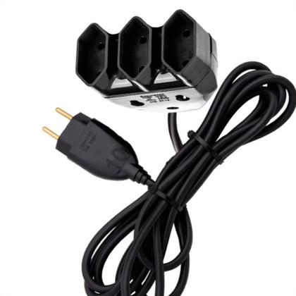 Imagem de Extensao Interneed Tripla Axial 2 Polos Preta 3,0M 10A 071419