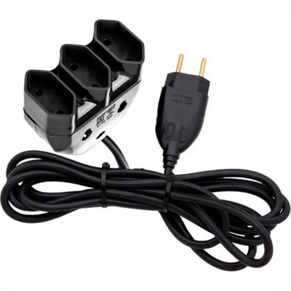 Imagem de Extensao Interneed Tripla Axial 2 Polos Preta 3,0M 10A 071419