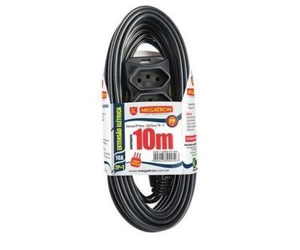Imagem de Extensão Megatron -- Cabo PP -- Plano -- 3x0,75 -- 10 Metros --  Preta