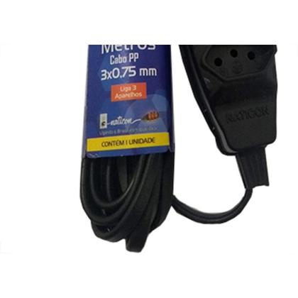 Imagem de Extensao Naticon Tripla 2P+T Pp 2X0,75 Preta 2M 563