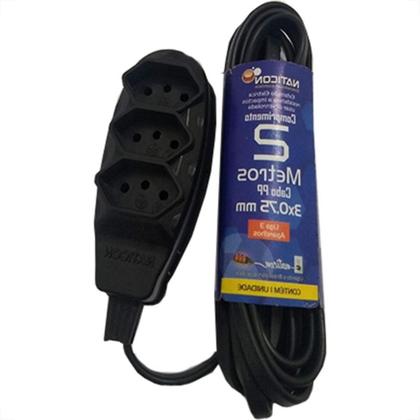 Imagem de Extensao Naticon Tripla 2P+T Pp 2X0,75 Preta 2M 563