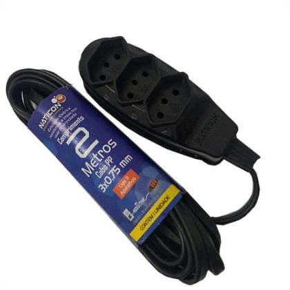 Imagem de Extensao Naticon Tripla 2P+T Pp 2X0,75 Preta 2M 563