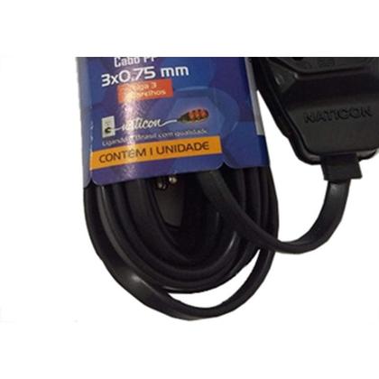 Imagem de Extensao Naticon Tripla 2P+T Pp 2X0,75 Preta 5M 565