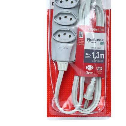 Imagem de Extensao Noshock 90 PP 3X0,75 2P+T 10A Cinza 1,3 Metros DN1905