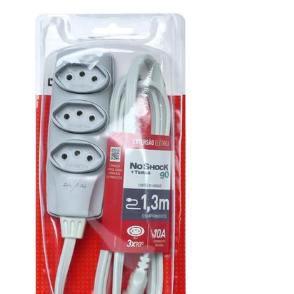 Imagem de Extensao Noshock 90 PP 3X0,75 2P+T 10A Cinza 1,3 Metros DN1905