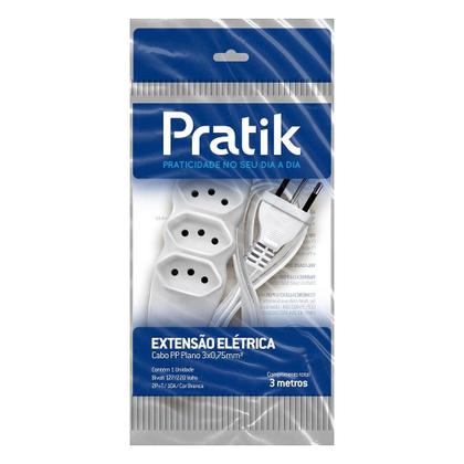 Imagem de Extensão Pratik Cabo PP 2P+T 3x0,75mm 3 Tomadas 3m Branca