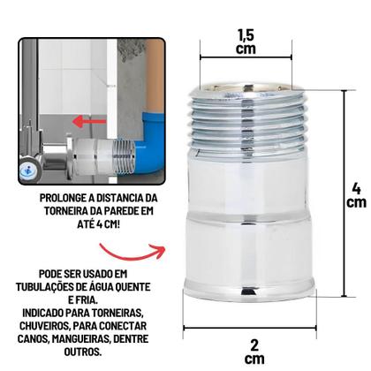 Imagem de Extensão Prolongador ParaTorneira Parede Metal 1/2" Iguatemi