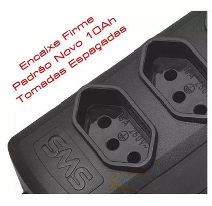 Imagem de Extensão Sms De Tomadas Novo Padrão Com 4 Tomadas 