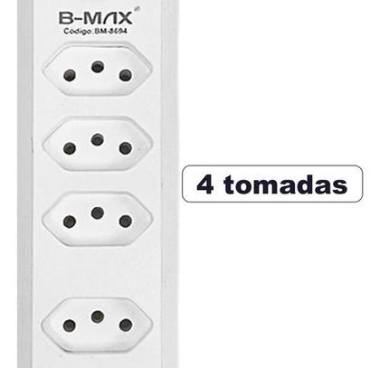 Imagem de Extensão Tomada Filtro de Linha 4 Tomadas + 3 USB Proteção e Carga Rápida 2500W