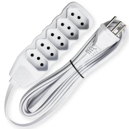 Imagem de Extensão Tripolar Bivolt 5 Tomadas 10A Cabo 3 X 0,75mm 3 Metros - Force Line