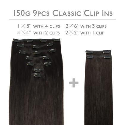 Imagem de Extensões de cabelo Clip in Wennalife 150g 56cm Dark Brown Remy