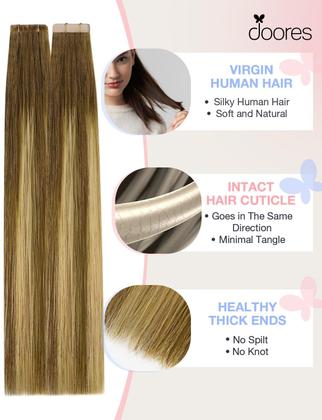 Imagem de Extensões de cabelo DOORES Invisi Edge Tape-in 50g 20in Virgin Hair