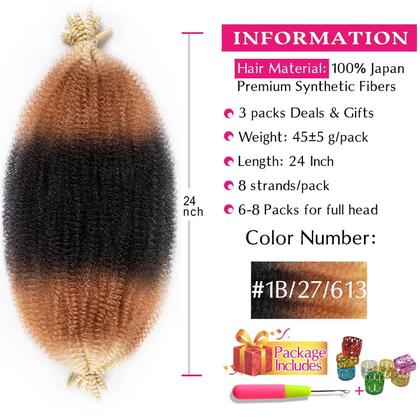 Imagem de Extensões de cabelo Hbegant Afro Twist Springy 24 polegadas, pacotes com 3