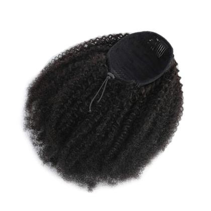 Imagem de Extensões De Cabelo Humano Remy Mongol 4B 4C De 10 a 24 Polegadas, Rabo De Cavalo Afro Cacheado Com