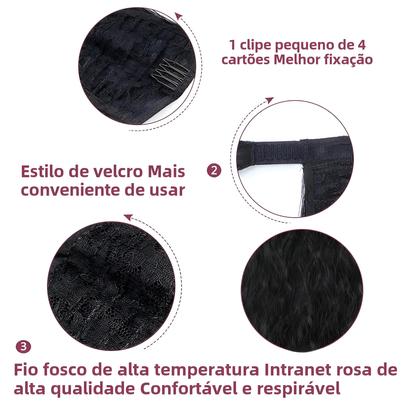 Imagem de Extensões De Cabelo Sintético Longo Ondulado Em Tom Marrom Loiro Com Rabo De Cavalo E Presilha.