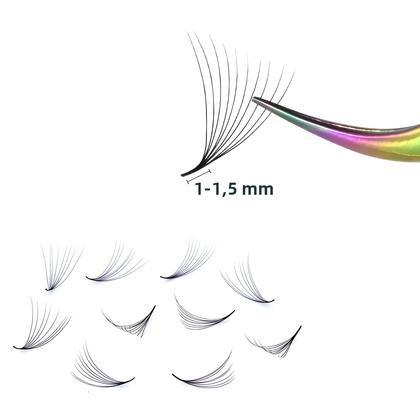 Imagem de Extensões de Cílios 3D-10D - 500 Peças com Base Pontiaguda, Raiz Fina e Material PBT