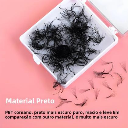 Imagem de Extensões de Cílios 3D-10D - 500 Peças com Base Pontiaguda, Raiz Fina e Material PBT