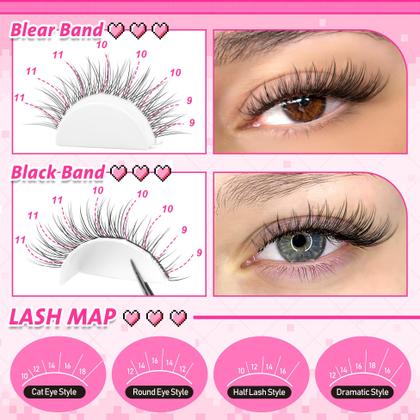 Imagem de Extensões de cílios wiwoseo Wispy Lash Clusters C Curl 312 unidades