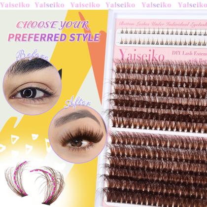 Imagem de Extensões de cílios Yaiseiko Fluffy Brown Lash Clusters 288 unidades