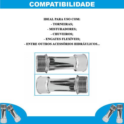 Imagem de Extensor 1/2 Cromado Prolongador Longo Torneira Chuveiro