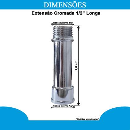 Imagem de Extensor 1/2 Cromado Prolongador Longo Torneira Chuveiro