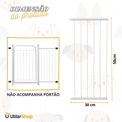 Imagem de Extensor 30cm Para Portão Pet Proteção Criança Cão Branco Exclusivo Portões Itagold