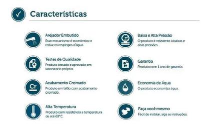 Imagem de Extensor arejador flexível abs cromado p/ torneira deca docol fabrimar 140mm blukit