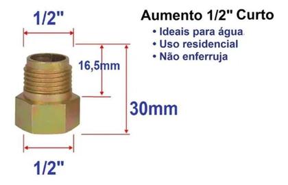 Imagem de Extensor Aumento Prolongador Curto Rosca 1/2'' Ponto D'Água