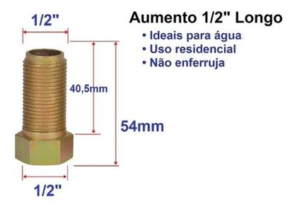 Imagem de Extensor Aumento Prolongador Longo Rosca 1/2'' Ponto D'Água