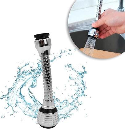 Imagem de Extensor Bico Arejador Cromado Prolongador Torneira Chuveirinho Flexível Gira 360 Graus para Pias Perfeito para Cozinhas, Banheiros e Lavanderias