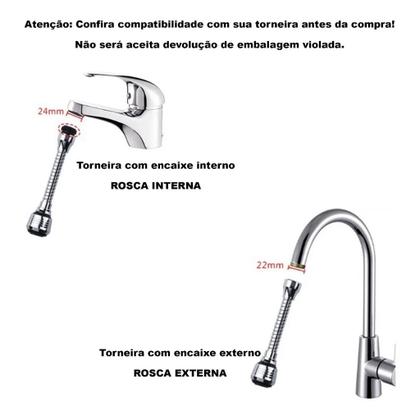Imagem de Extensor Bico Arejador Cromado Prolongador Torneira Chuveirinho Flexível Gira 360 Graus para Pias Perfeito para Cozinhas, Banheiros e Lavanderias
