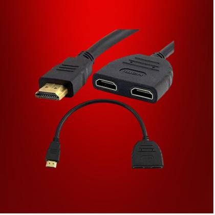 Imagem de Extensor Cabo Hdmi Divisor Splitter Duplicador Y 1 Macho Para 2 Fêmea