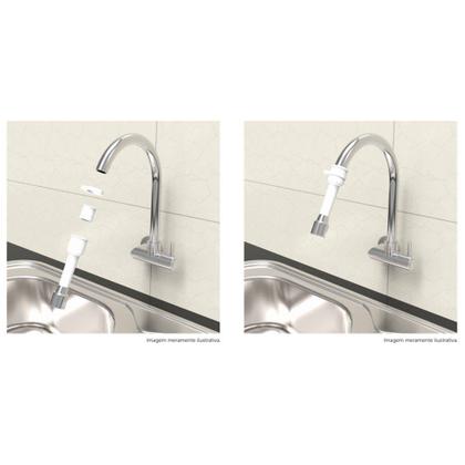 Imagem de Extensor com Arejador Para Torneira Sem Rosca Branco 90 mm Blukit