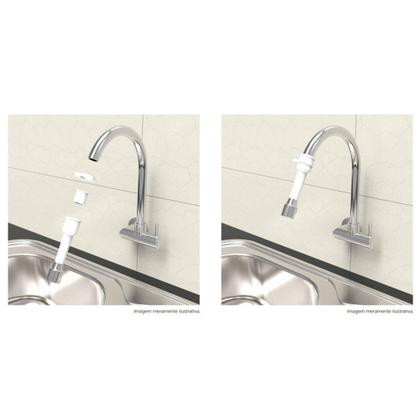 Imagem de Extensor com Arejador Para Torneira Sem Rosca Branco Flexível 140 mm Blukit