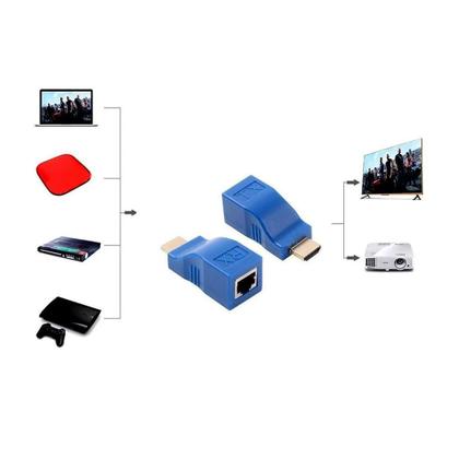 Imagem de Extensor Conversor Hdmi Via 1 Cabo Rede Rj45 4k 30m Cat5e/6