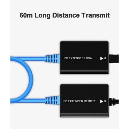 Imagem de Extensor De Cabo De Rede USB Até 60 Metros Amplificador Ethernet Para RJ45 Cat6 Extensão PC