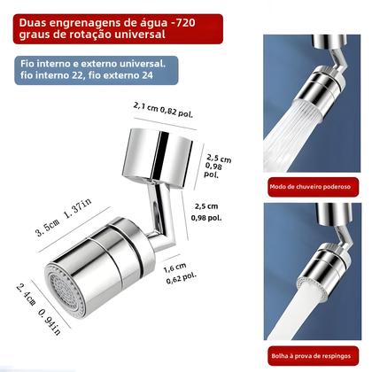 Imagem de Extensor de Filtro de Torneira Rotativo 720° - 2 Modos de Lavagem para Banheiro, Rosto e Boca