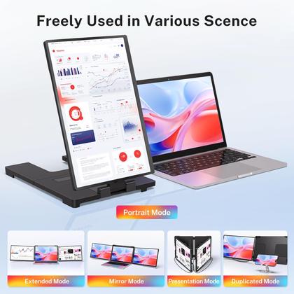 Imagem de Extensor de monitor de laptop de tela tripla Fzaqwen 2.5K QHD IPS