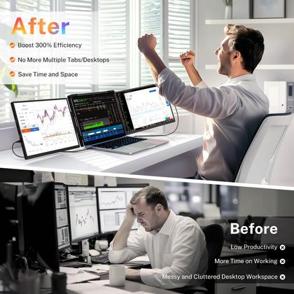 Imagem de Extensor de monitor de laptop de tela tripla Fzaqwen 2.5K QHD IPS