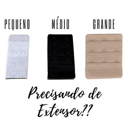 Imagem de Extensor de Sutiã Colchete Extensor Sutia Preto Bege Branco