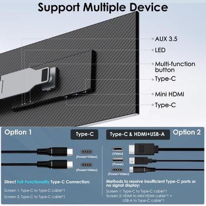 Imagem de Extensor de tela para notebook Redalf, monitor triplo portátil de 15,6"